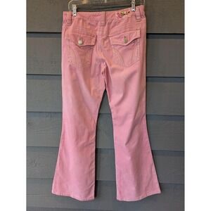 Aeropostale Corduroy Pants Juniors 3/4 Short Pink Flare 30x30 Stretch Casual Y2K